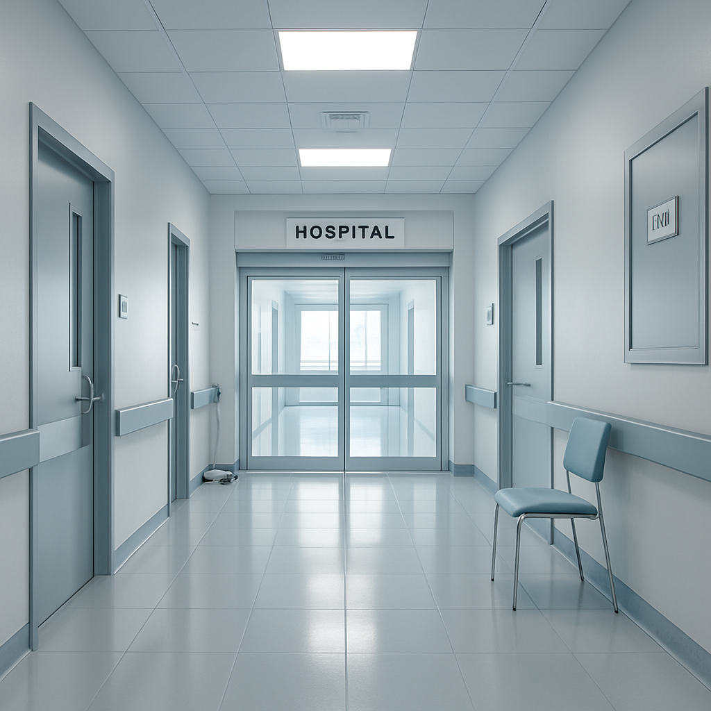 a sleek hospital setting with no humans-1