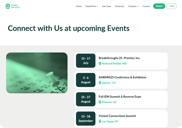 Upcomgin events screenshot